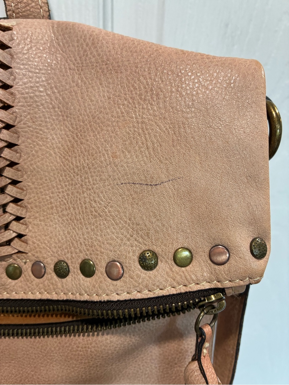 Patricia Nash Blush Tan Leather Convertible Bag with Tassel - Picture 4 of 12